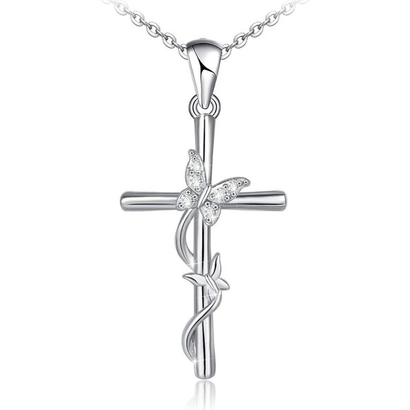 Jewelry - Cross Necklace for Women 925 Sterling Silver Jewelry Pendant Necklace for Mom Wi